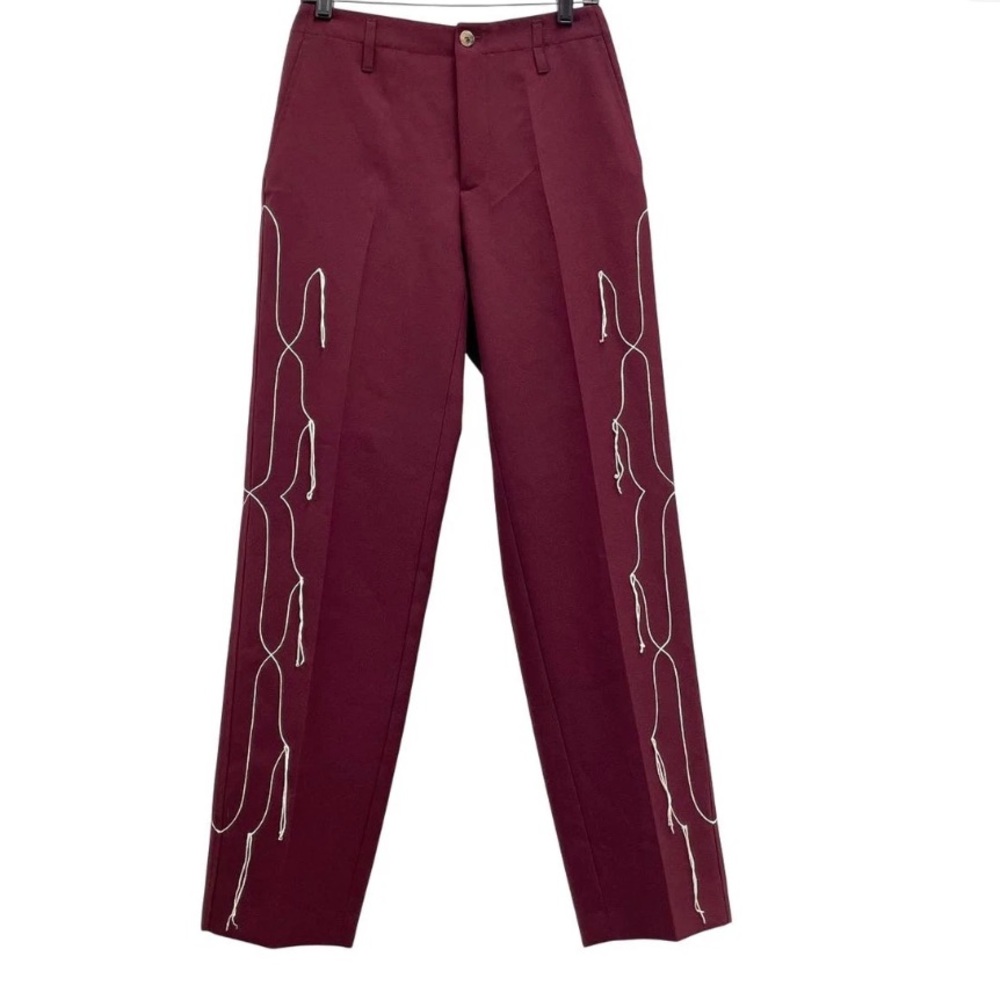 Used GOLDEN GOOSE Deluxe Brand Italy Dark Maroon Red Western Fringe Pants Sz L